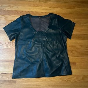 Ann Taylor green vegan leather top, size L